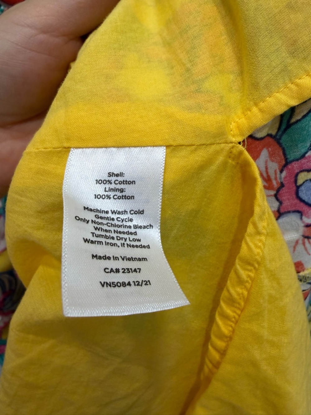 Talbots Tropical Print 100% Cotton Dress Size 6 Yellow Floral Parrot Midi Belted - Picture 9 of 12